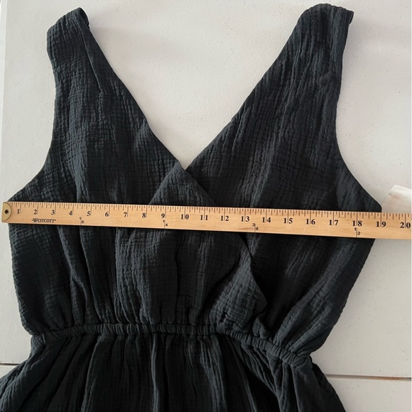 Steve Madden Taryn Cotton Gauze Midi Dress Sleeveless V Neck  Black Large - Picture 12 of 15